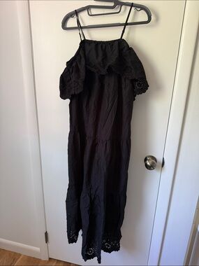 Old Navy Black Maxi Dress with Eyelet Ruffle